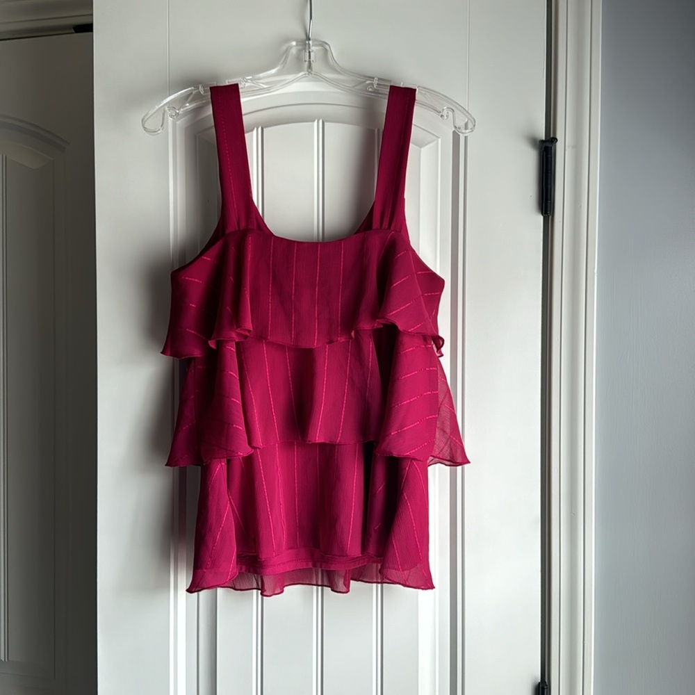 Loft Magenta Ruffle Blouse - Picture 2 of 5
